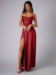 Elegantes Maxikleid für Damen – Sommerliches Kleid mit Schlitz für besondere Anlässe – Rot