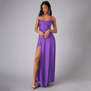 Elegantes Maxikleid für Damen – Sommerliches Kleid mit Schlitz für besondere Anlässe – Lila