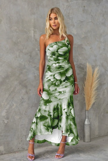 Xanthe Midikleid | Elegantes Damenkleid mit Aquarell-Blumenprint