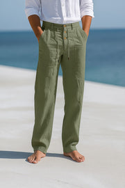 Jarven - Atmungsaktive Leinenhose – Militärgrün
