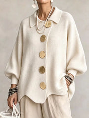 Kaelinae - Schwerer Oversize-Cardigan – Weiß