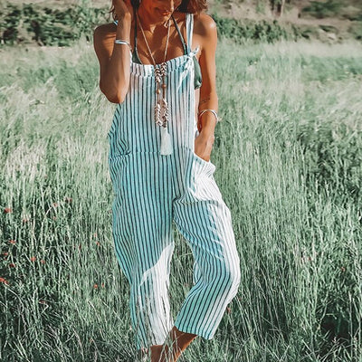 Damen Sommer Jumpsuit mit Verstellbaren Trägern und Tapered Legs – Mireya