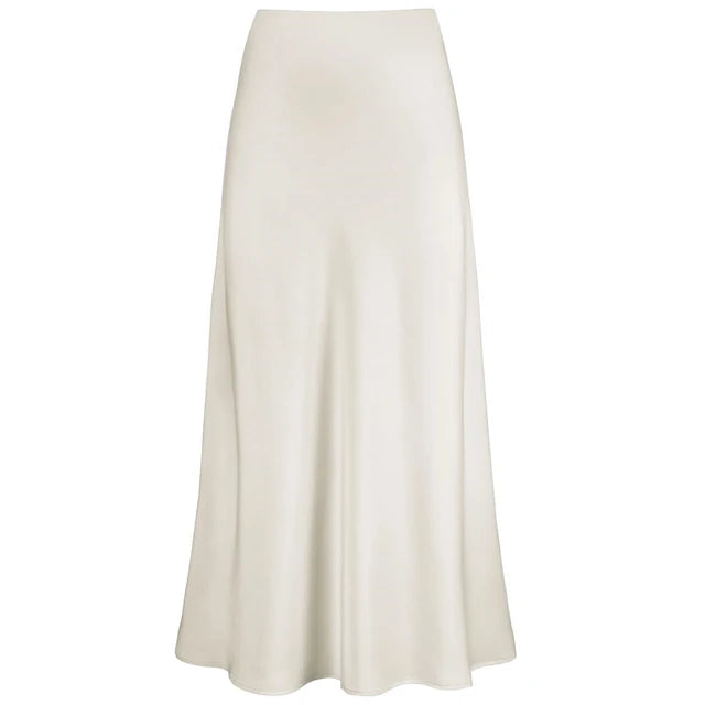 Alice | Mode Langer glänzender Satin-Rock