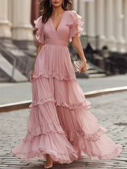 Zoe | Hellrosa Elegantes Hochzeits-Maxikleid – Hellrosa