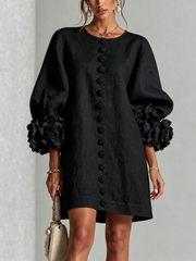 Elovienne - Strukturiertes Leinen-Minikleid – Schwarz