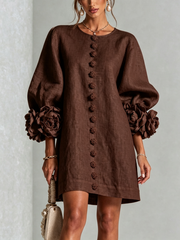 Saralyn - Skulpturales Minikleid – Braun