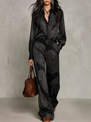 Lorelei - Seidiger Paisley-Zweiteiler – Schwarz