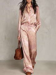 Jessamira - Seidiger Paisley-Zweiteiler – Rosa