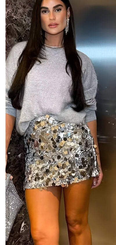 Elnora | Glänzender & Glamouröser Pailletten Minirock