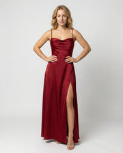 Elegantes Damen Seiden Maxikleid Fließender Schnitt – Schickes Sommer Abendkleid – Rot