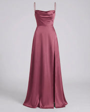 Elegantes Damen Seiden Maxikleid Fließender Schnitt – Schickes Sommer Abendkleid – Rosa