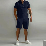 Stylisches Polo- und Shorts-Zweiteiler-Set für Herren – Dunkelblau