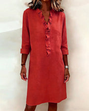 Dorelle Leinen-Volantkleid – Rot