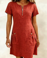 Sommerfeld | Leinenkleid in A-Linie – Rot
