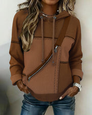 Eulanique - Strukturierter Hoodie mit Reißverschluss – Braun