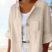 Azelia - Sommerhemd mit weichem Griff und lockerer Passform – Beige