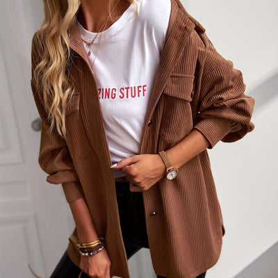 Weiche Cordjacke mit Kragen für Damen