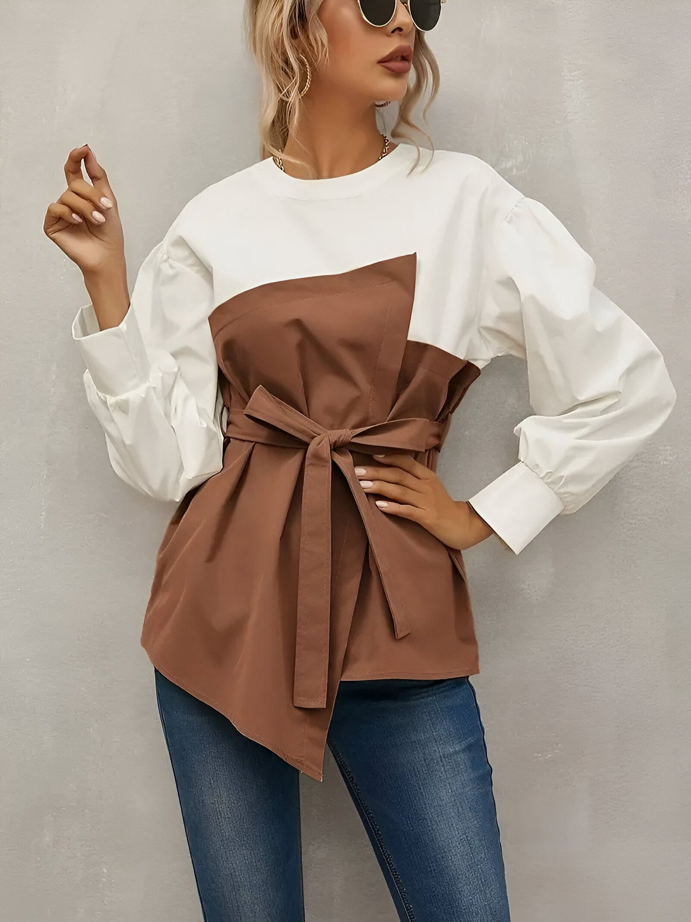 Edita | Elegantes Color-Blocking Faux-Zwei-Teile-Shirt für Damen