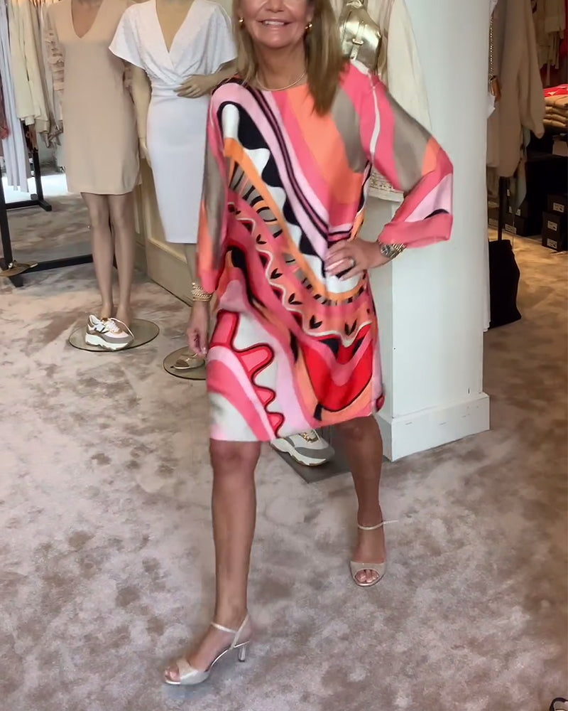 Kleid mit Retro-Print | A-Linienform | Fließender Schnitt