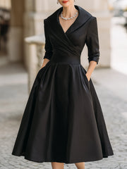 Eliana - Midikleid im Wickelstil – Schwarz