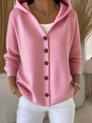 Carlotte - Gemütlicher Strick-Cardigan mit Kapuze – Pink