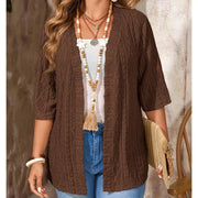 Delienne - Strickjacke mit softem Griff und Ajourmuster – Braun
