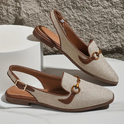 Slingback-Loafer mit Zierschnalle | Strukturgewebe | Eleganter City-Style