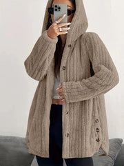 Bellarisse - Kuschelige strukturierte Kapuzenjacke – Camel