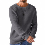 Isric - Strukturierter Strickpullover mit Rundhalsausschnitt – Dunkelgrau
