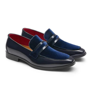 Aaron | Komfortable Herren Loafer mit Veloursleder Details – Marineblau