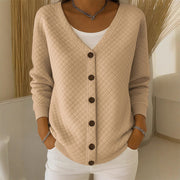 Delavie - Gepolsterter Strickcardigan mit Knopfleiste – Khaki