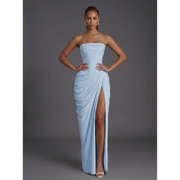 Abbey | Damen Stilvolles Maxikleid – Babyblau