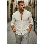 Aca | Herren Sommer hemd Langarm – Weiß