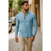 Aca | Herren Sommer hemd Langarm – Hellblau