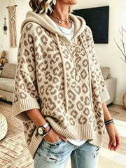 Jocasta - Oversize-Strickpullover mit Leopardenmuster – Aprikose