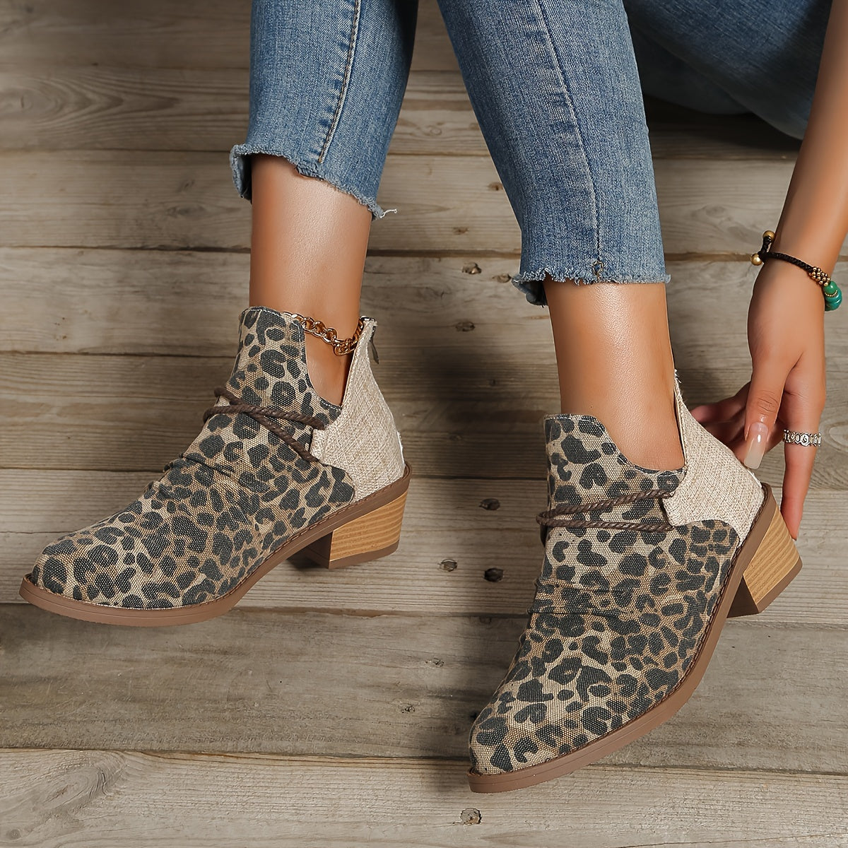 Ankle Boots mit Animal-Print | Blockabsatz | Lässig & Ausdrucksstark