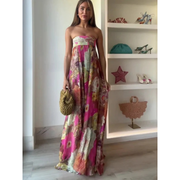 Ada | Damen Mehrfarbiges Blumen Maxikleid – Mehrfarbig