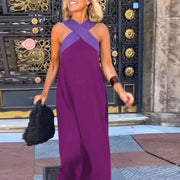 Ärmelloses Maxikleid für Damen mit gekreuztem Rücken – Lila