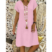 Adelaide | Damen Sommerkleid aus Leinen – Babyrosa