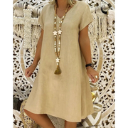 Adelaide | Damen Sommerkleid aus Leinen – Khaki