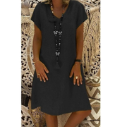 Adelaide | Damen Sommerkleid aus Leinen – Schwarz