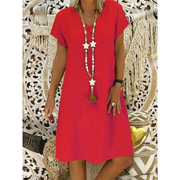Adelaide | Damen Sommerkleid aus Leinen – Rot