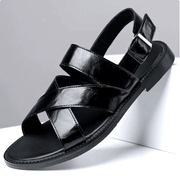 Jesrel | Elegante Herren-Ledersandalen mit Kreuzriemen – Schwarz