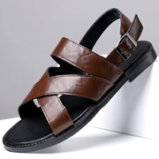 Jesrel | Elegante Herren-Ledersandalen mit Kreuzriemen – Braun