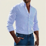 Adrian | Herren Hemd Streifen Design Sommer – Hellblau
