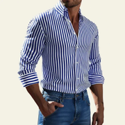 Adrian | Herren Hemd Streifen Design Sommer – Blau