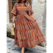 Adriana | Damen Sommerkleid Maxi Boho Modern Stilvoll – Braun