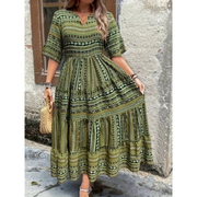 Adriana | Damen Sommerkleid Maxi Boho Modern Stilvoll – Grün