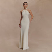 Adrianna | Damen Maxi Halterkleid – Elegantes Halter Sommerkleid Hochzeit & Abend 2026 – Weiß
