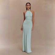 Adrianna | Damen Maxi Halterkleid – Elegantes Halter Sommerkleid Hochzeit & Abend 2026 – Hellblau